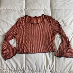 Red/pink striped crop top